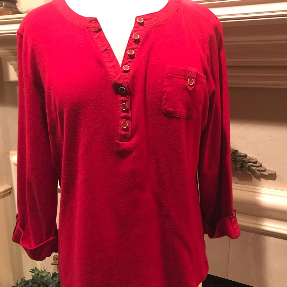Red cotton knit top